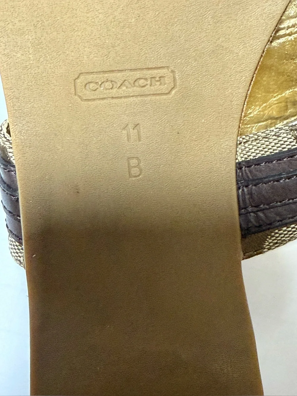 Coach Sammy T-strap Sandal Brown Gold Size 11